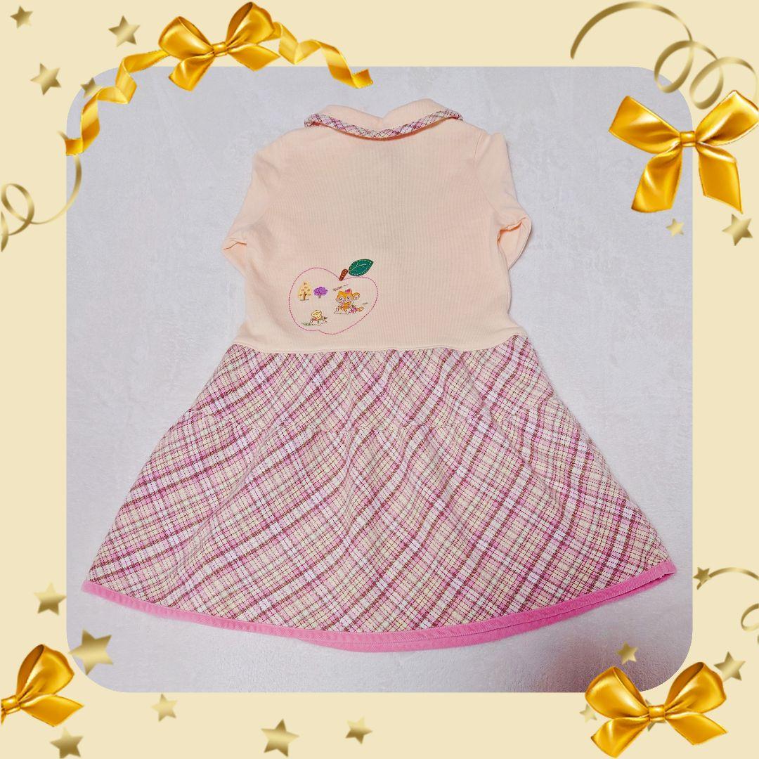 ❤メゾピアノ❤ミミポポ✨みみぽぽ✨襟付きチェックワンピース✨平成レトロ✨クリーム