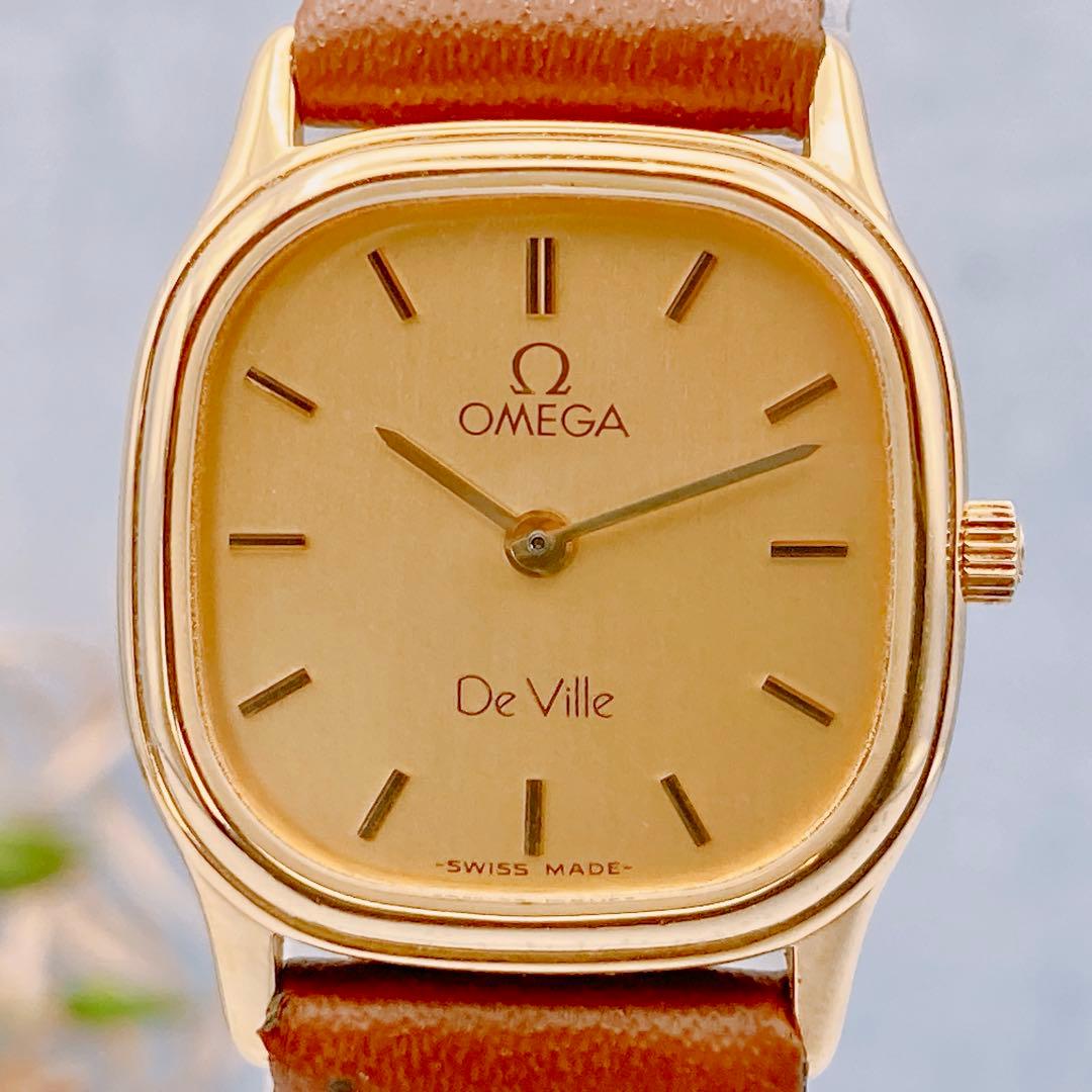 稼動品✨美品 OMEGA De Ville腕時計 クォーツ ゴールド 新品ベルト