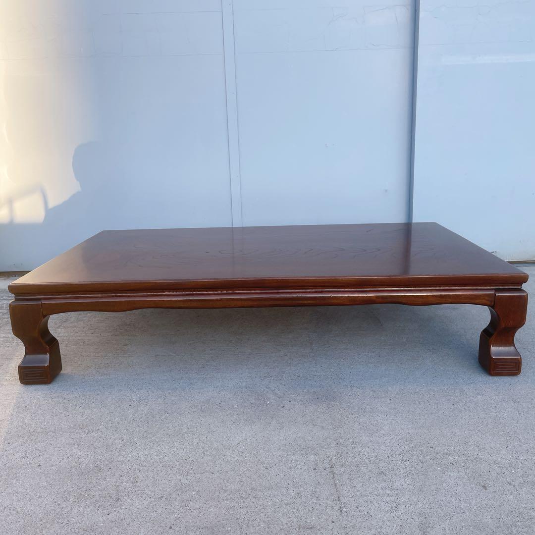 唐木家具 彫刻 花梨家具 木製座卓 ダークブラウン 和室 アンティーク①