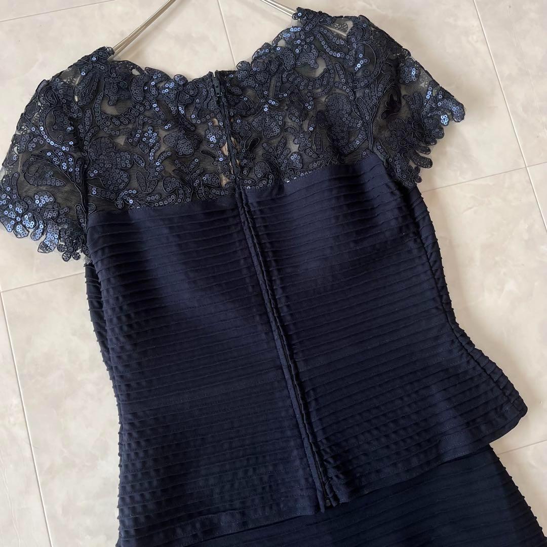 タダシショージ　ぺプラムドレス セパレート S&XS 濃紺　パーティ