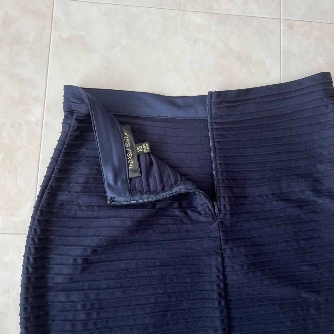 タダシショージ　ぺプラムドレス セパレート S&XS 濃紺　パーティ