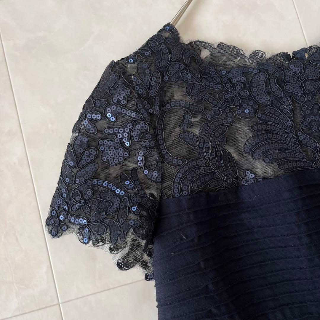 タダシショージ　ぺプラムドレス セパレート S&XS 濃紺　パーティ