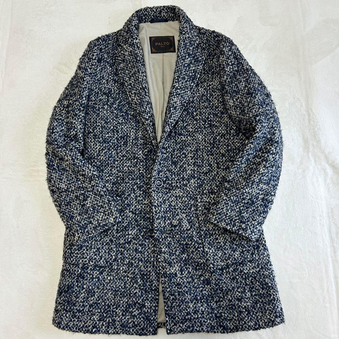 美品 PALTO パルト ツイードウール シングル チェスターコートMイタリア製