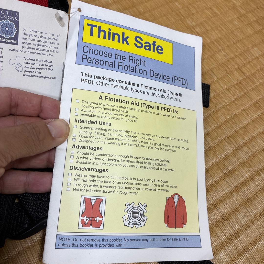 ロータスデザイン　パタゴニア　カヌーベスト　タグ付き未使用品　S/M