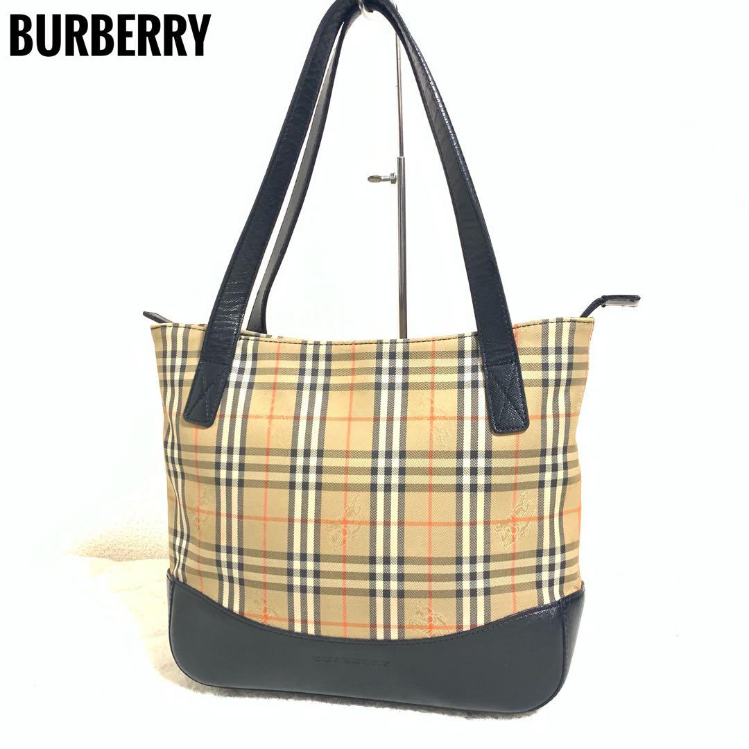 BURBERRY バーバリー トートバッグ ノバチェック シャドーホース レザー
