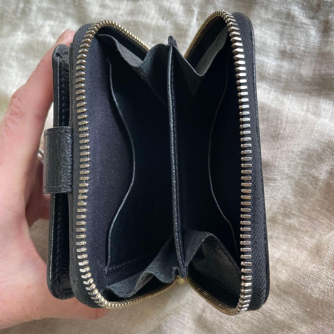 イルビゾンテ　レザー二つ折り財布　シボ　ブラック　黒　ユーズド