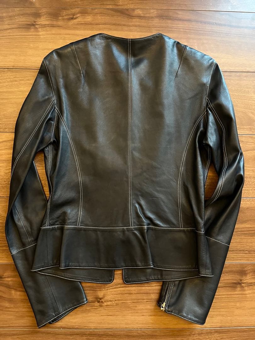【MARGON】ブラック　レザージャケット　ステッチ　柔らか革100% イタリア