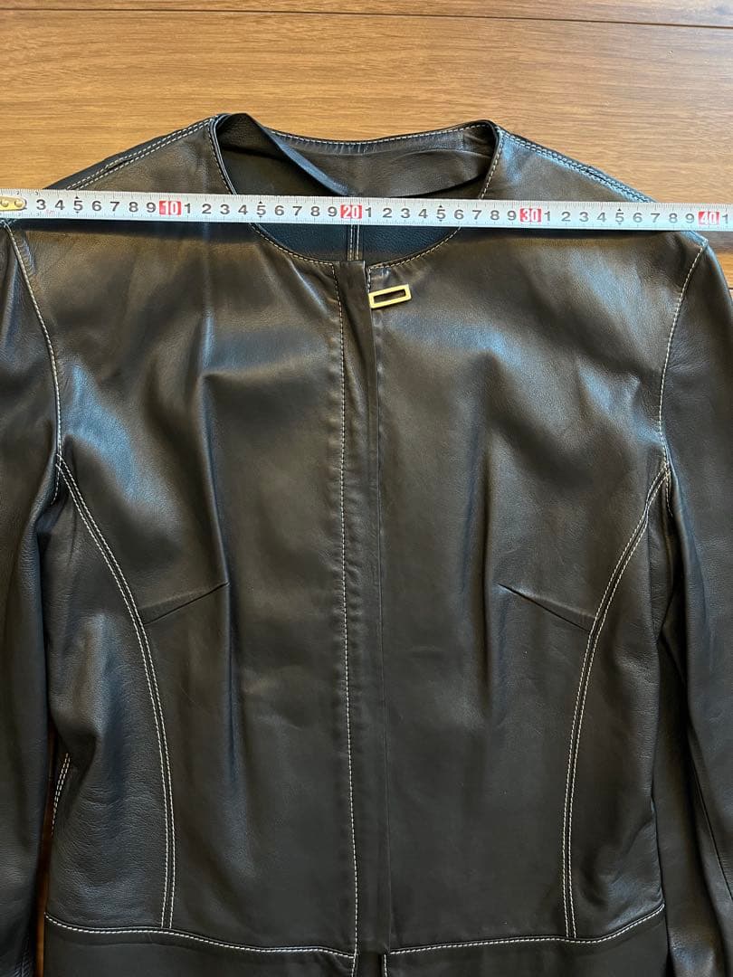 【MARGON】ブラック　レザージャケット　ステッチ　柔らか革100% イタリア