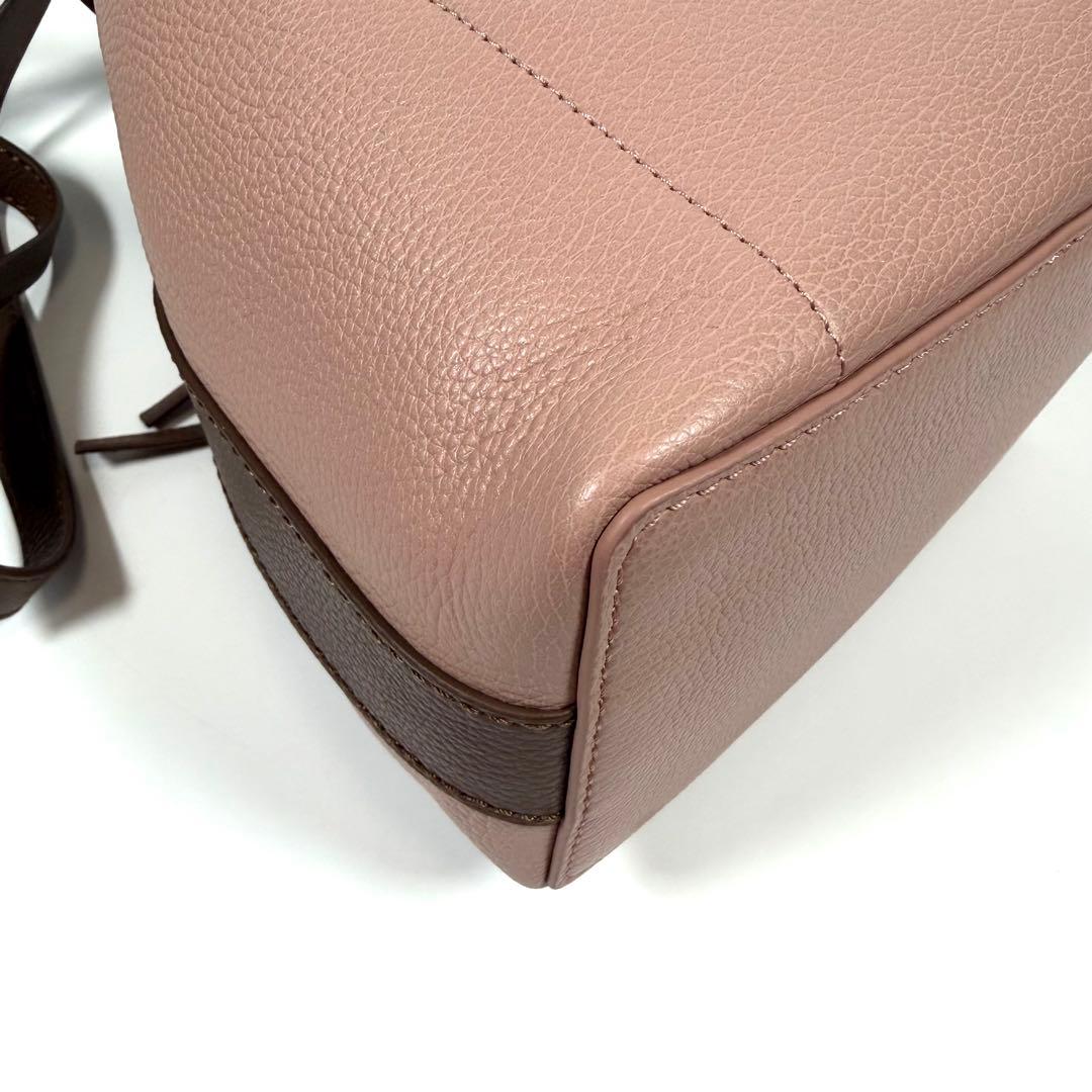 【新品同様】フルラ　ショルダーバッグ　コスタンザ　リボン　レザー　ピンク系