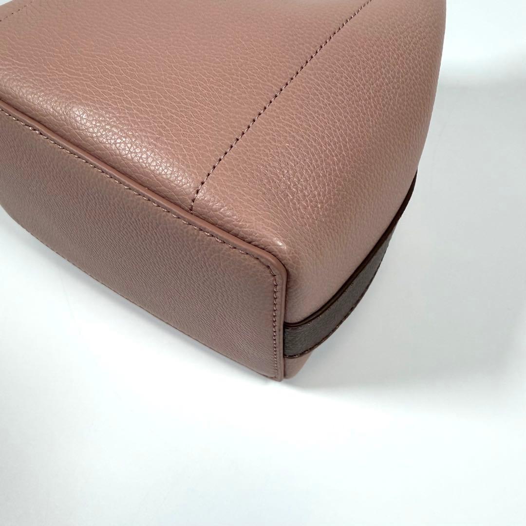 【新品同様】フルラ　ショルダーバッグ　コスタンザ　リボン　レザー　ピンク系