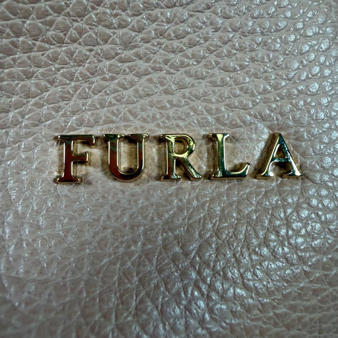 【新品同様】フルラ　ショルダーバッグ　コスタンザ　リボン　レザー　ピンク系