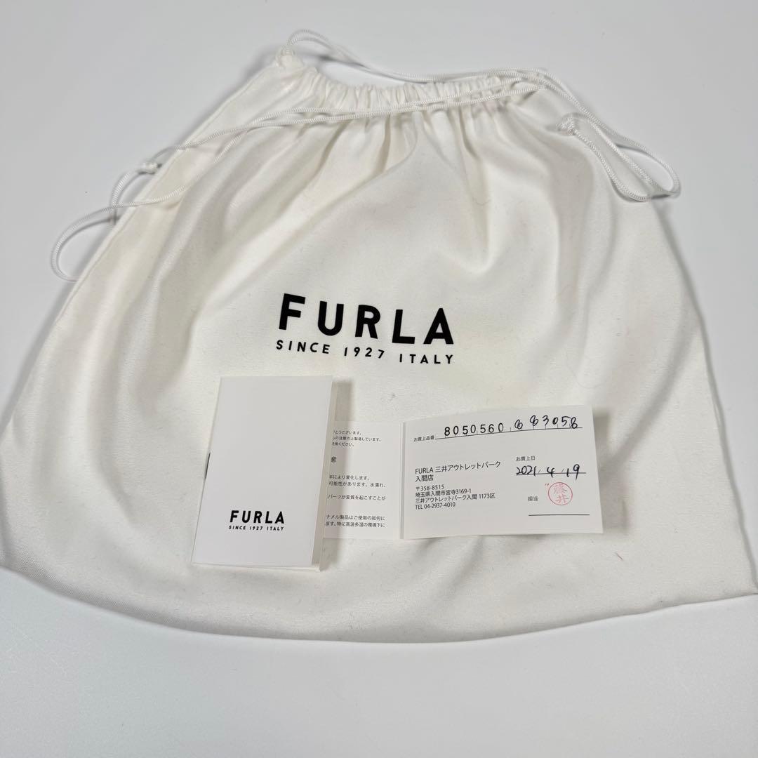 【新品同様】フルラ　ショルダーバッグ　コスタンザ　リボン　レザー　ピンク系