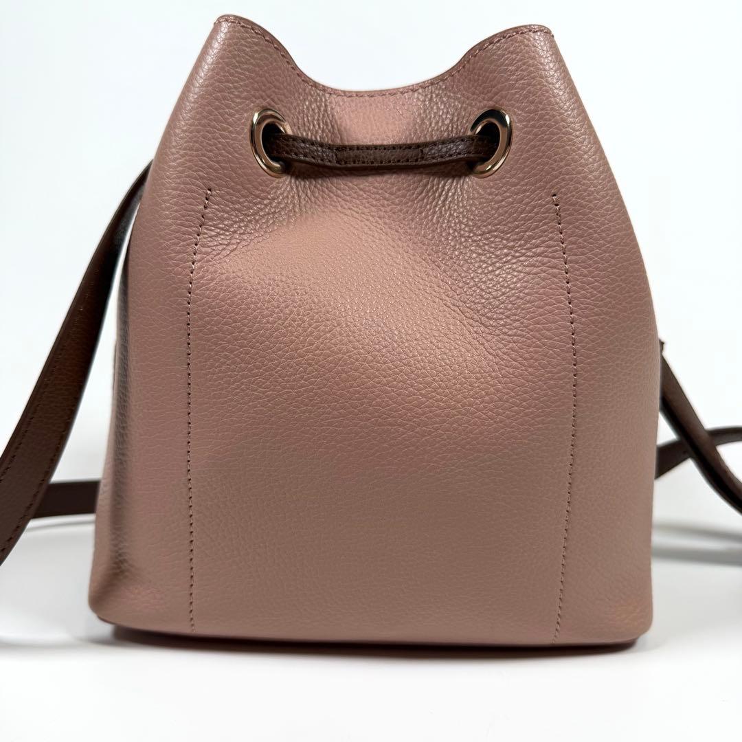 【新品同様】フルラ　ショルダーバッグ　コスタンザ　リボン　レザー　ピンク系