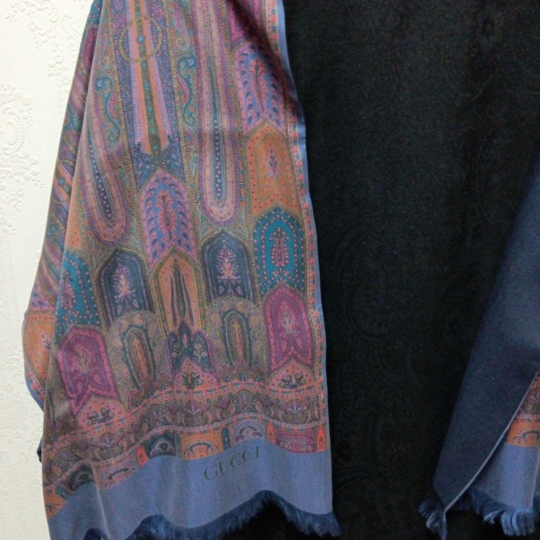 ココ！グッチ　ペーズリー大判ストール紺色 リバーシブル