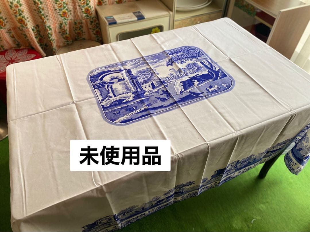 にな＊希少 新品 未使用 SPODEスポードブルーイタリア テーブルクロス