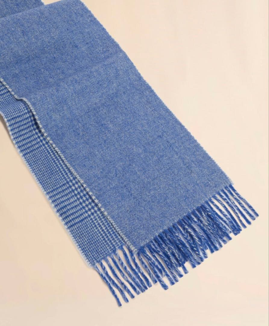 MARNI ライトブルー ウールスカーフ プリンス・オブ・ウェールズチェック柄