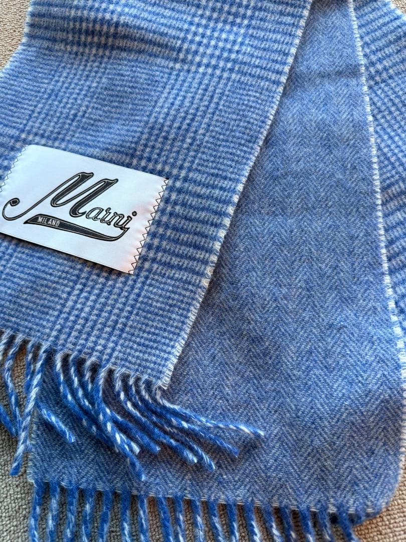 MARNI ライトブルー ウールスカーフ プリンス・オブ・ウェールズチェック柄