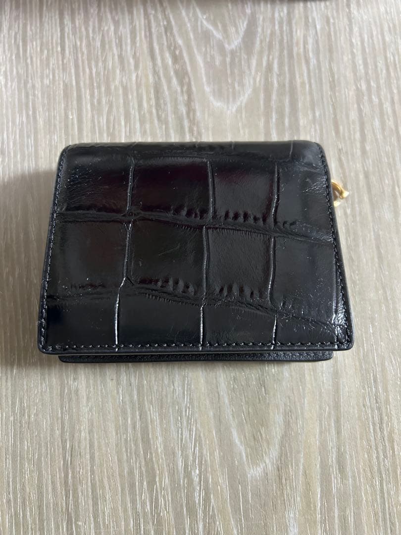 COACH クロコ型押し 二つ折り財布 ブラック