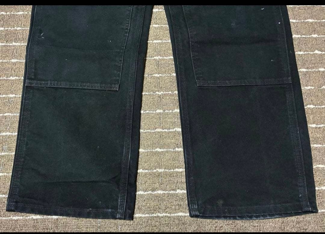 ペンキ飛び carhartt ダブルニーペインターパンツ アメリカ製 ブラック
