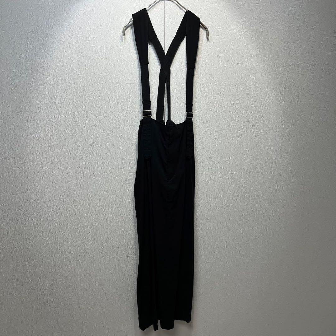 希少 ワイズ 上質 ウール フレア Aライン デザイン サロペット ワンピース