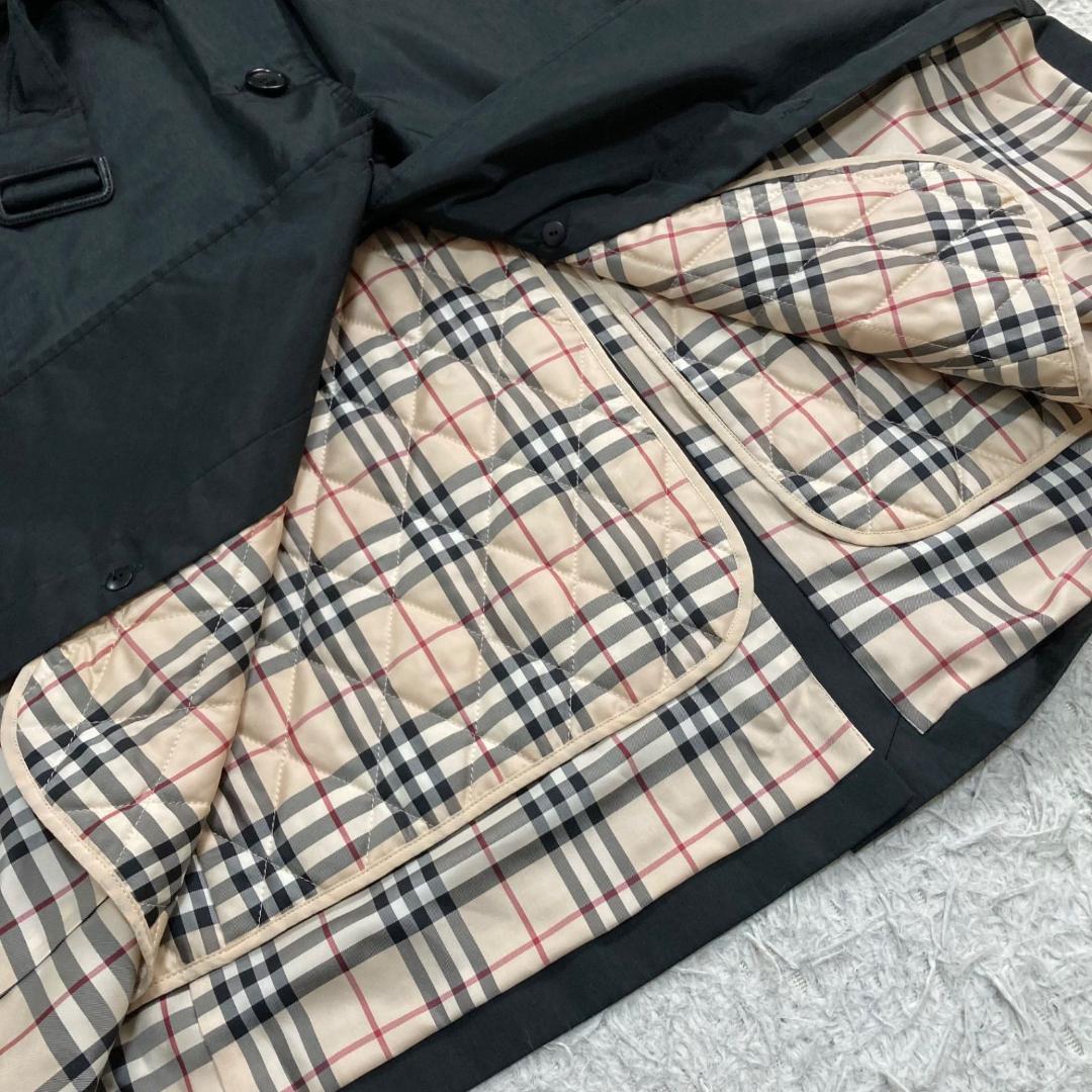 17537✨バーバリーロンドン ノバチェック ライナー ベルベットコート
