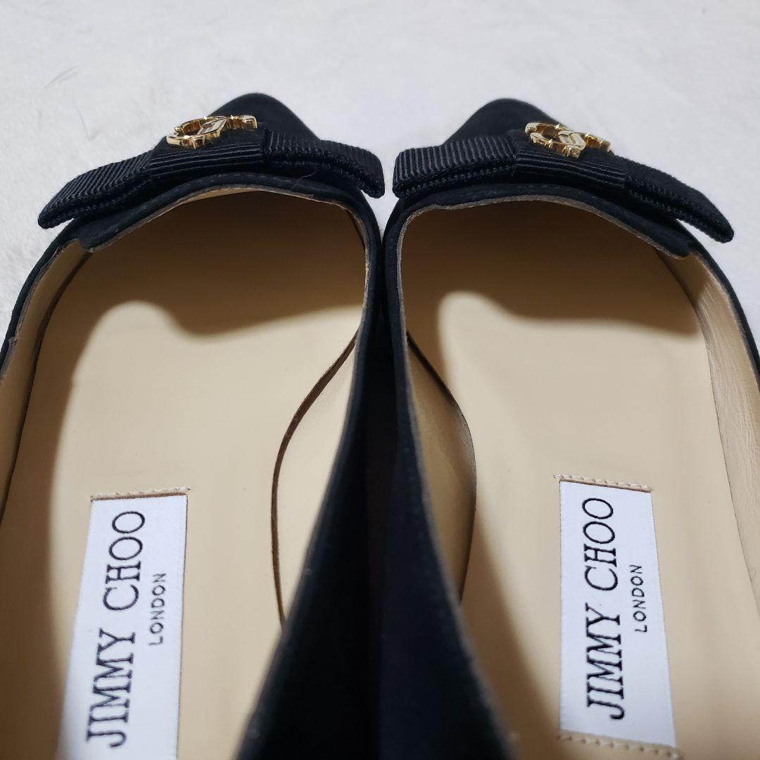 JIMMY CHOO フラットシューズ　ジミーチュウ　37 ロゴ　スエード　黒