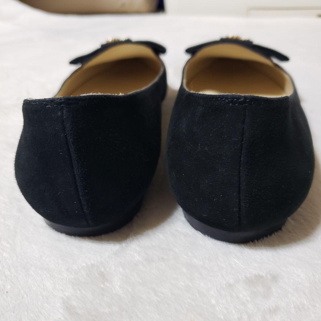 JIMMY CHOO フラットシューズ　ジミーチュウ　37 ロゴ　スエード　黒