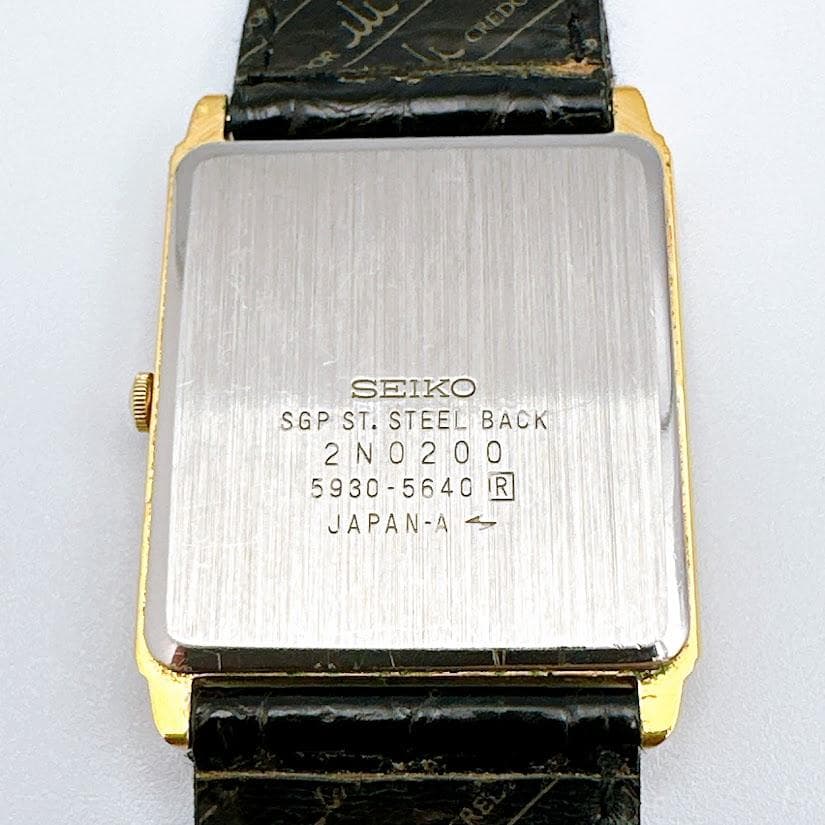 セイコー ヴィンテージ クォーツ メンズ腕時計 スクエア ゴールド ブラック