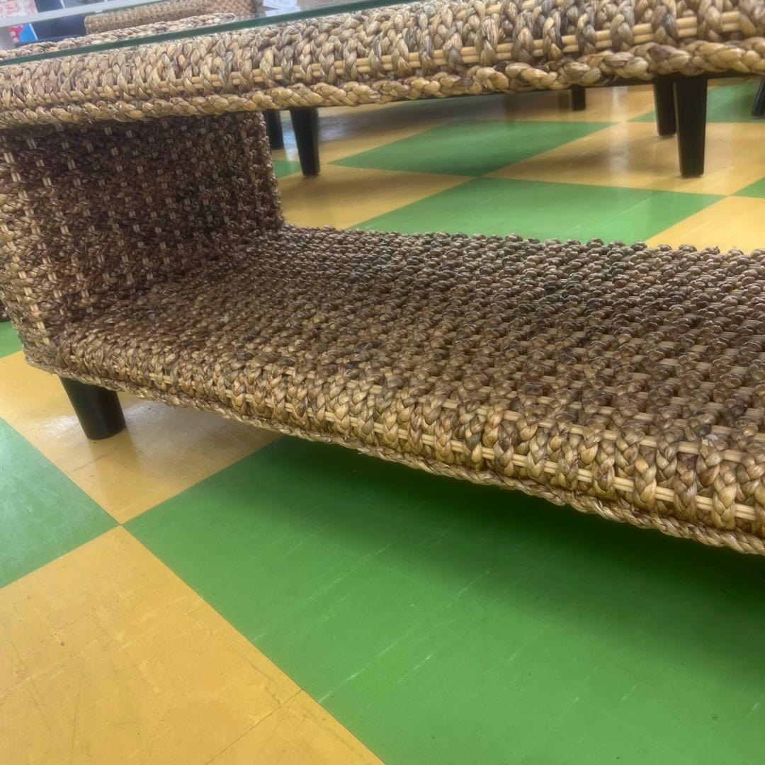 3518 アジアン家具ガラステーブル