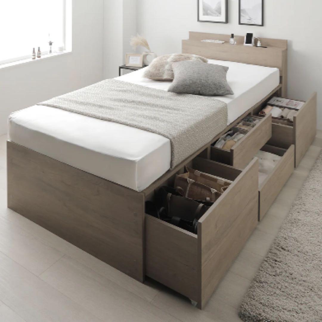 新品未使用 rasik 収納付き シングルサイズ ナチュラル