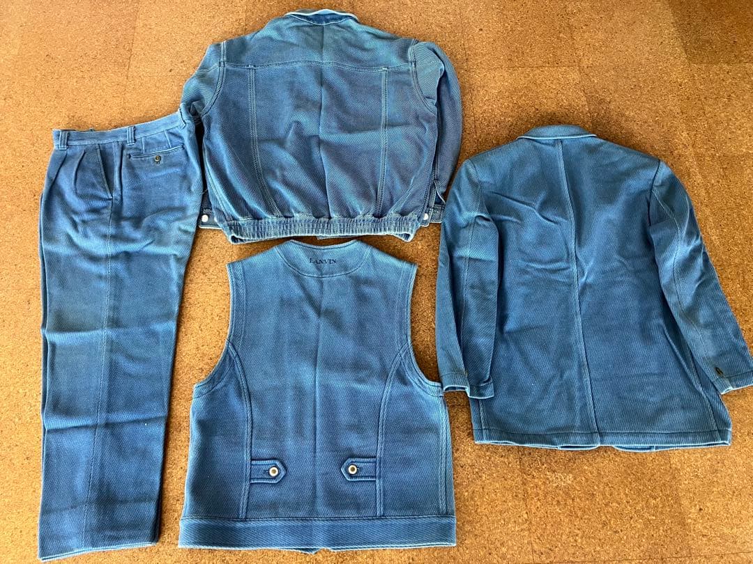 ランバン　デニムスーツセット（ジャケット・ベスト・パンツ）