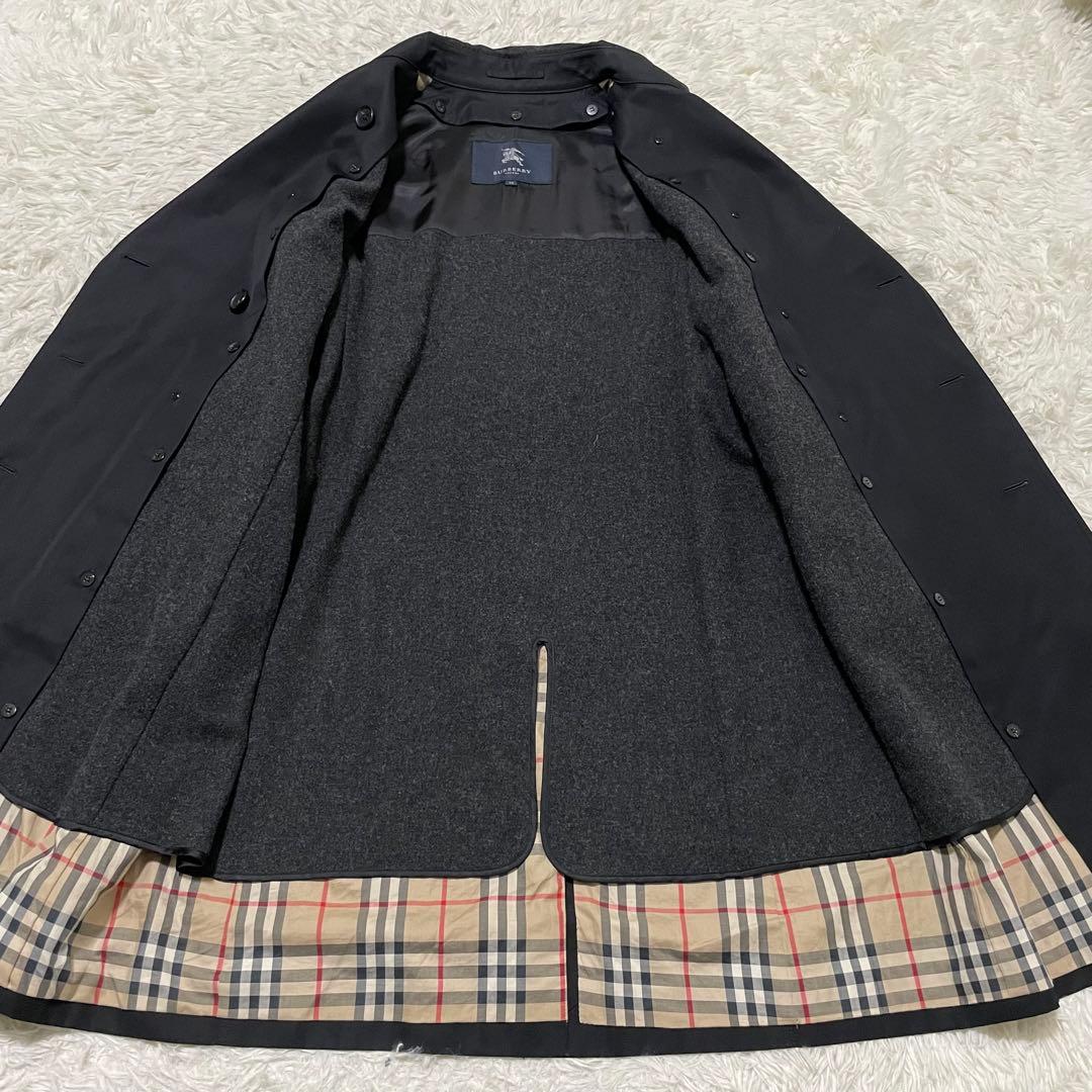 希少44サイズ/極美品　バーバリーロンドン　トレンチコート　黒　ウールライナー