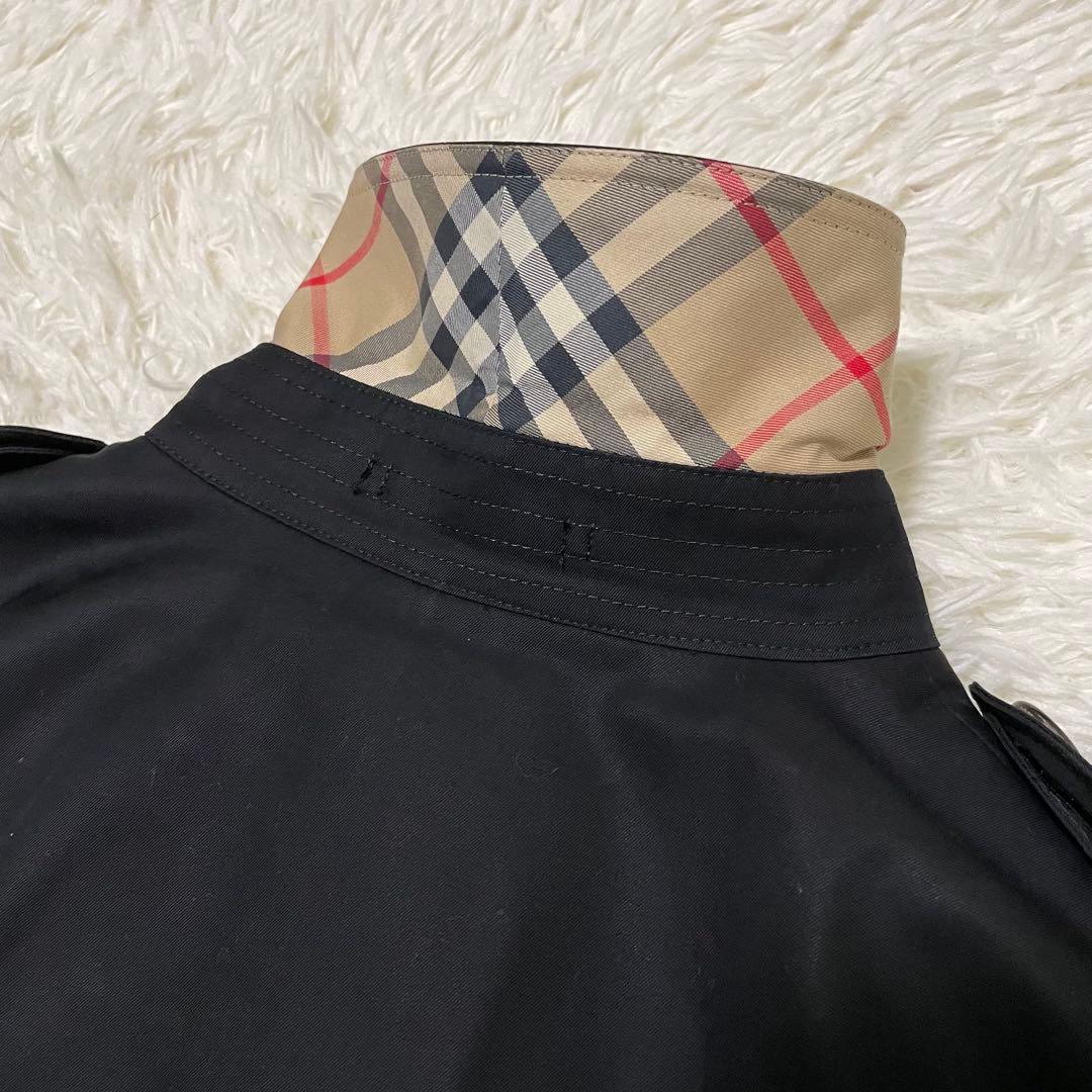 希少44サイズ/極美品　バーバリーロンドン　トレンチコート　黒　ウールライナー