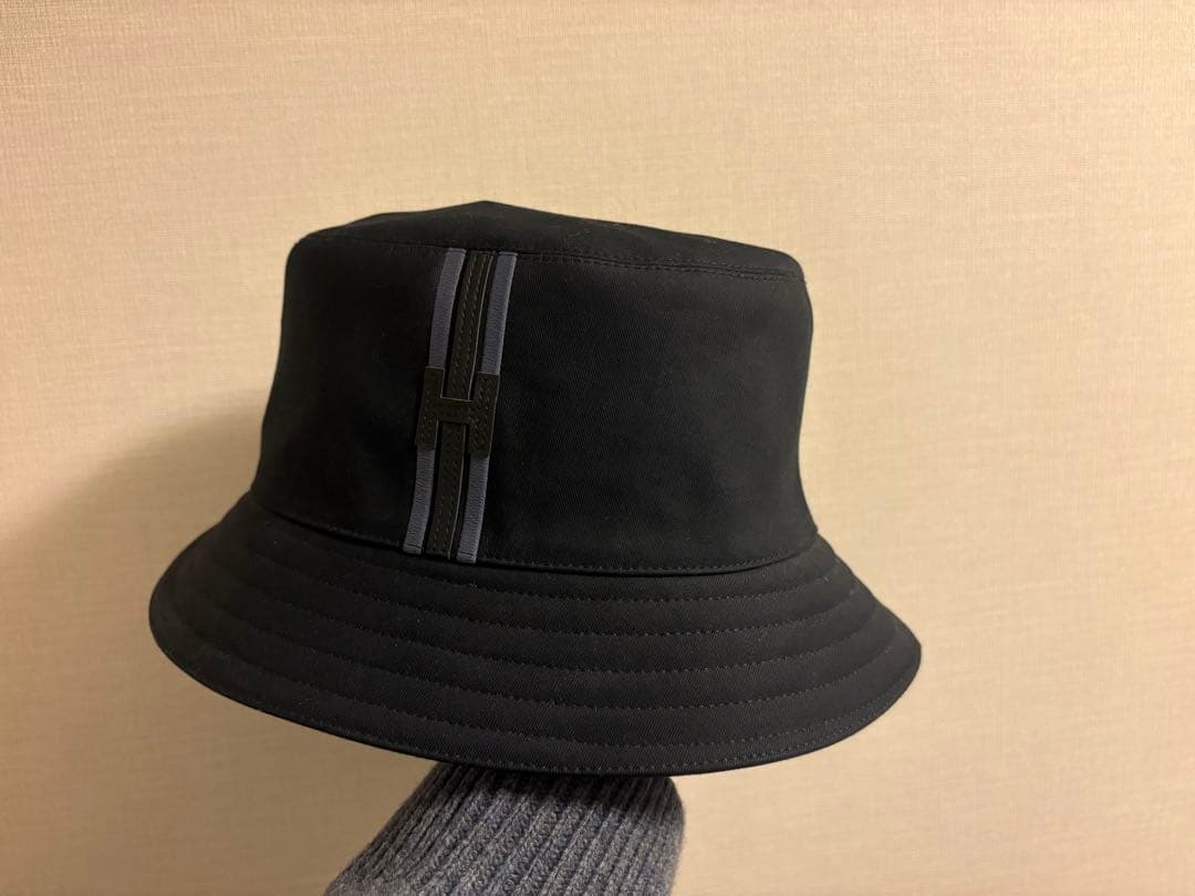 美品　HERMES エルメス　バケットハット　フレッド　エイチストライプ　60