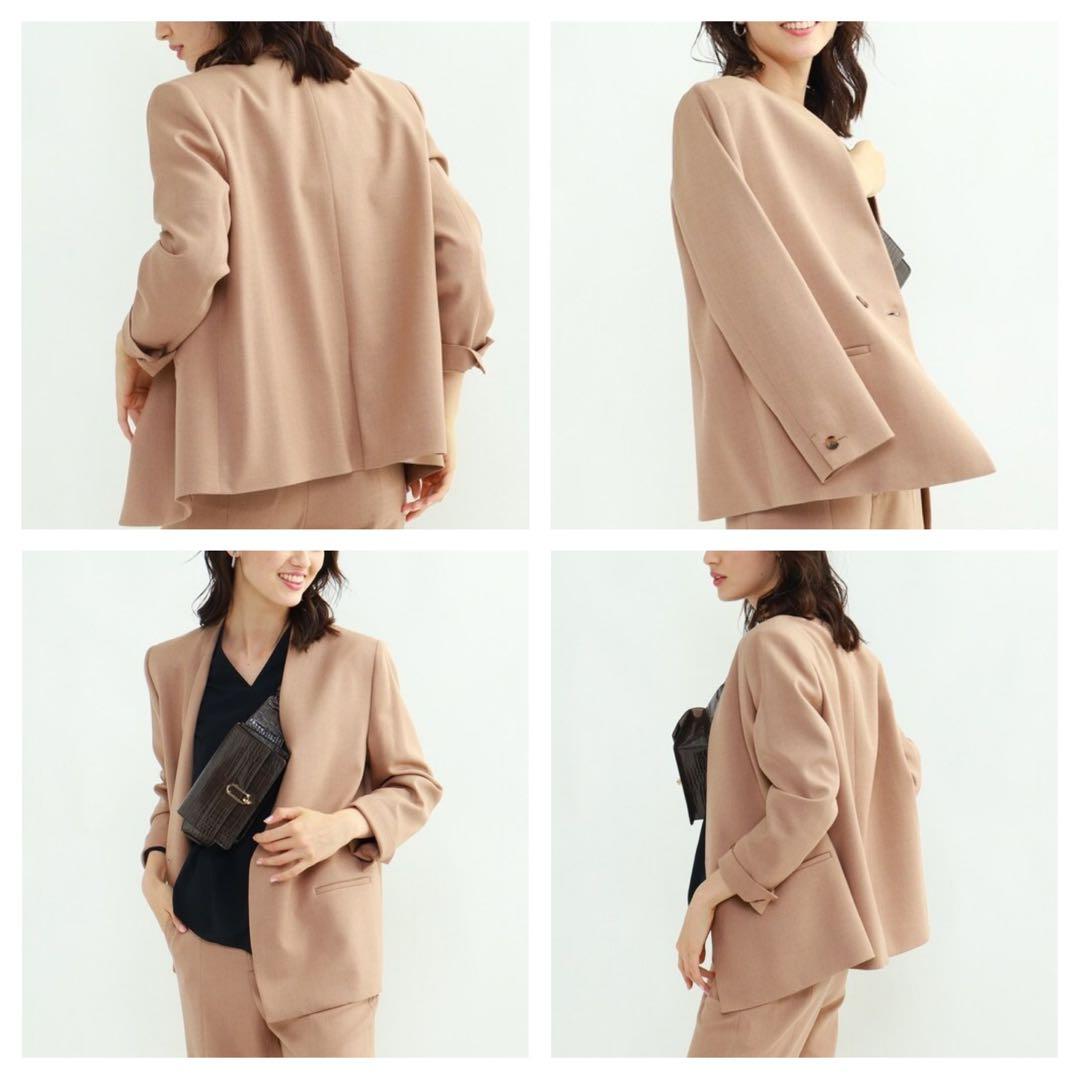 【新品タグ付き】 INDIVI ダブルオックス ノーカラージャケット 3L