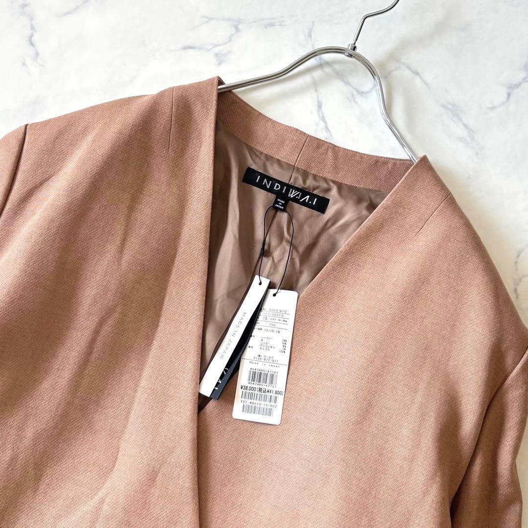 【新品タグ付き】 INDIVI ダブルオックス ノーカラージャケット 3L