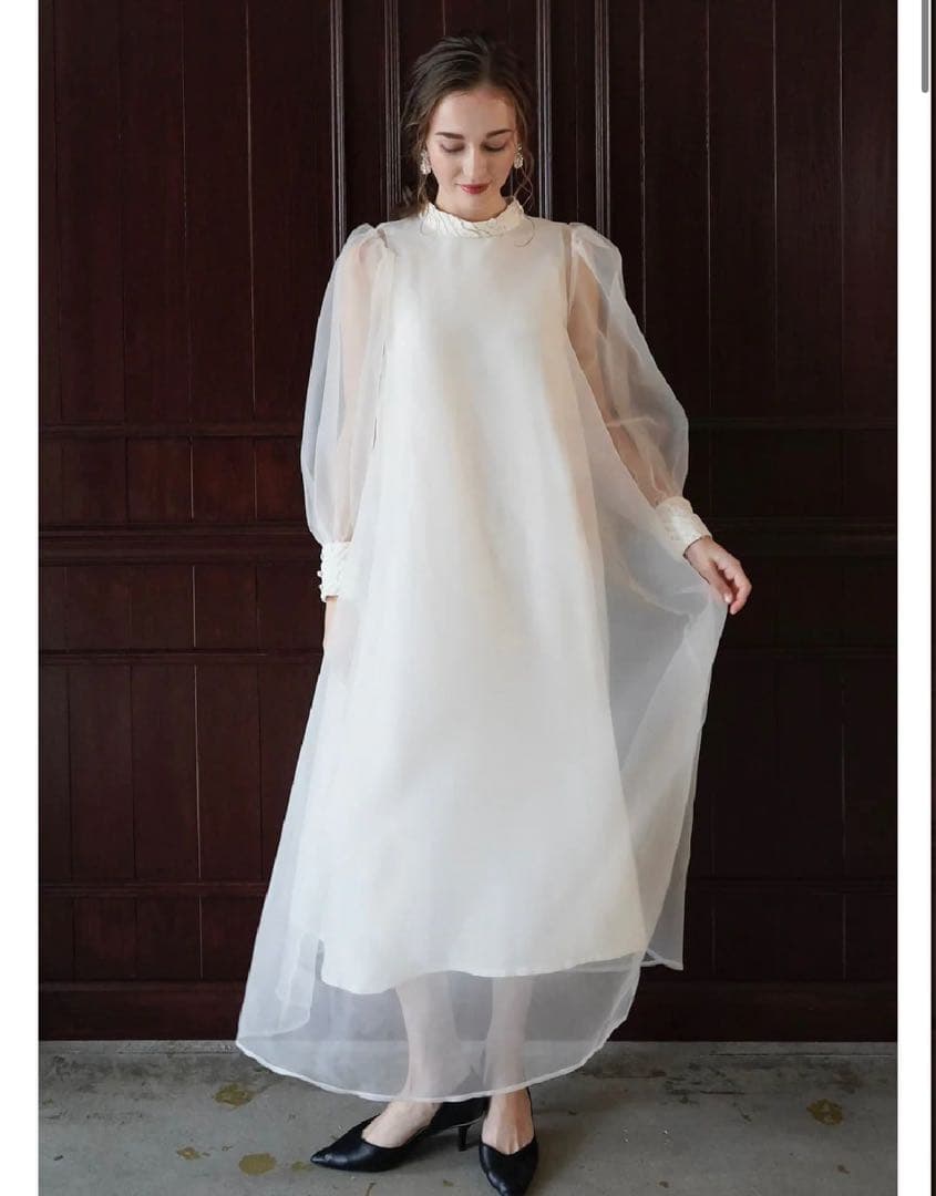 【新品】Acka. sheer over one-piece white