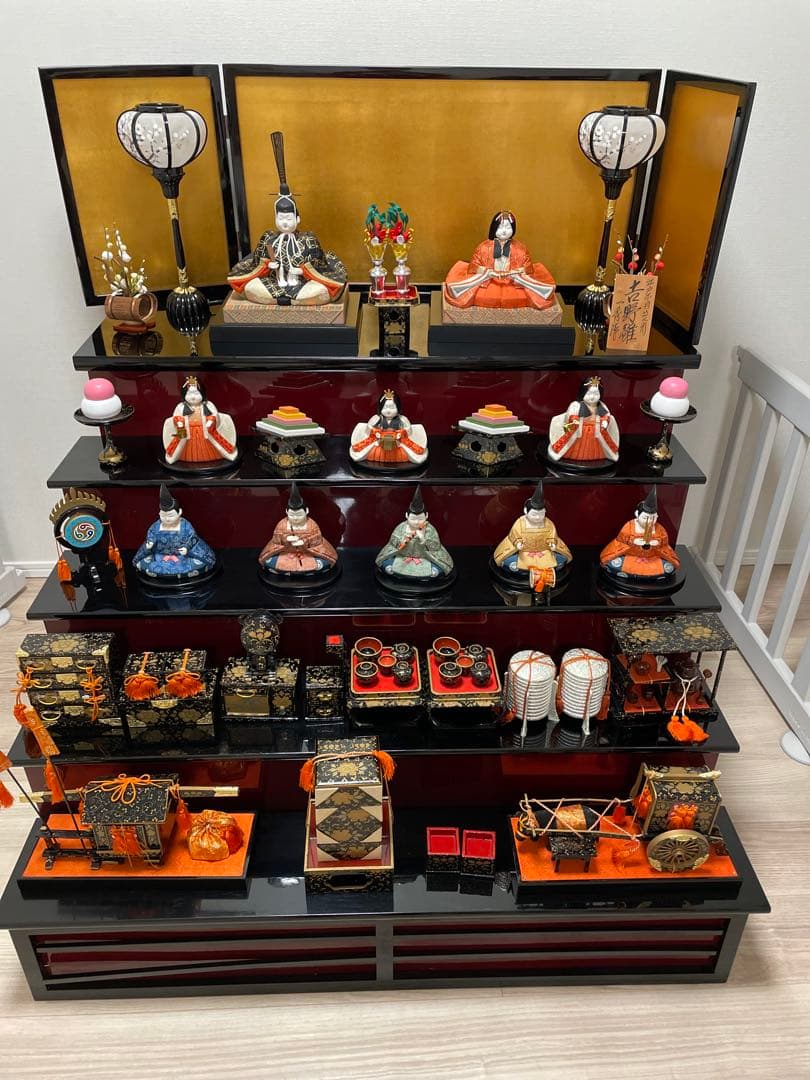 雛人形 五段飾り 雛道具一式 箱あり お雛様なし