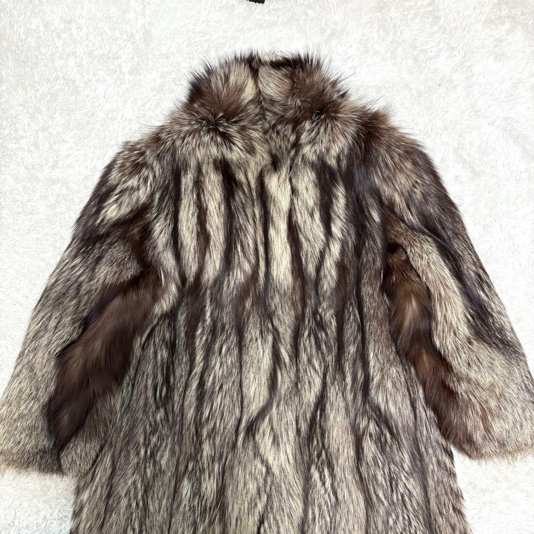 SAGA FOX 肉厚ふわふわ シルバーフォックス ロングコート 11号 L