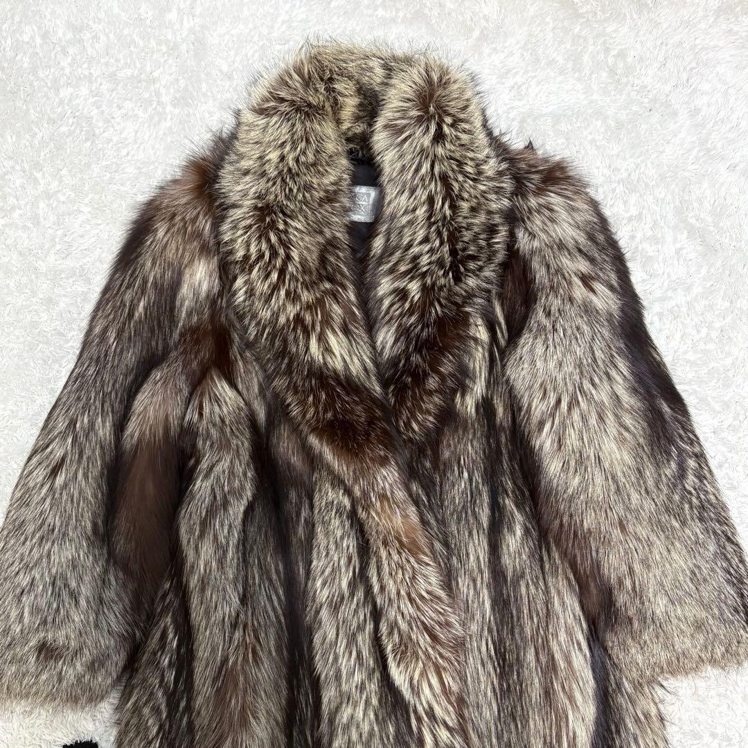 SAGA FOX 肉厚ふわふわ シルバーフォックス ロングコート 11号 L