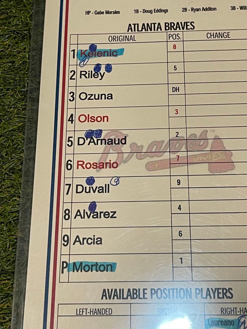 千賀滉大　日米通算100勝達成試合実使用ラインナップカード