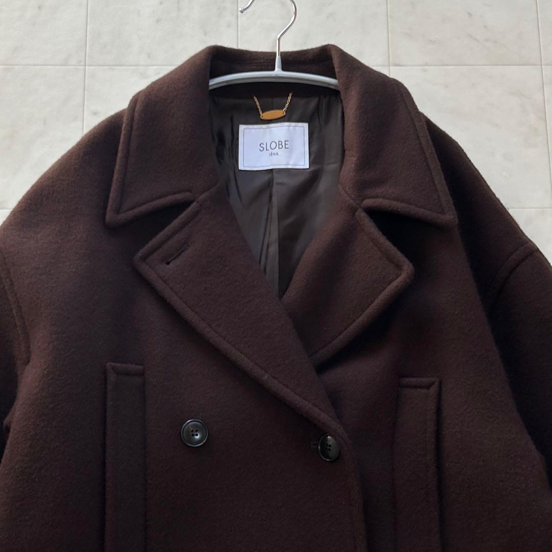 SLOBE IENA メルトンビックPコート ウール ブラウン 2022AW