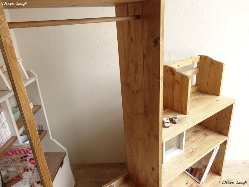 サイズ、デザインオーダー可！お子様用ハンガーラック●ナチュラルブラウン●受注製作