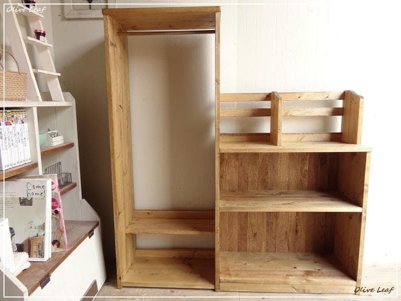 サイズ、デザインオーダー可！お子様用ハンガーラック●ナチュラルブラウン●受注製作