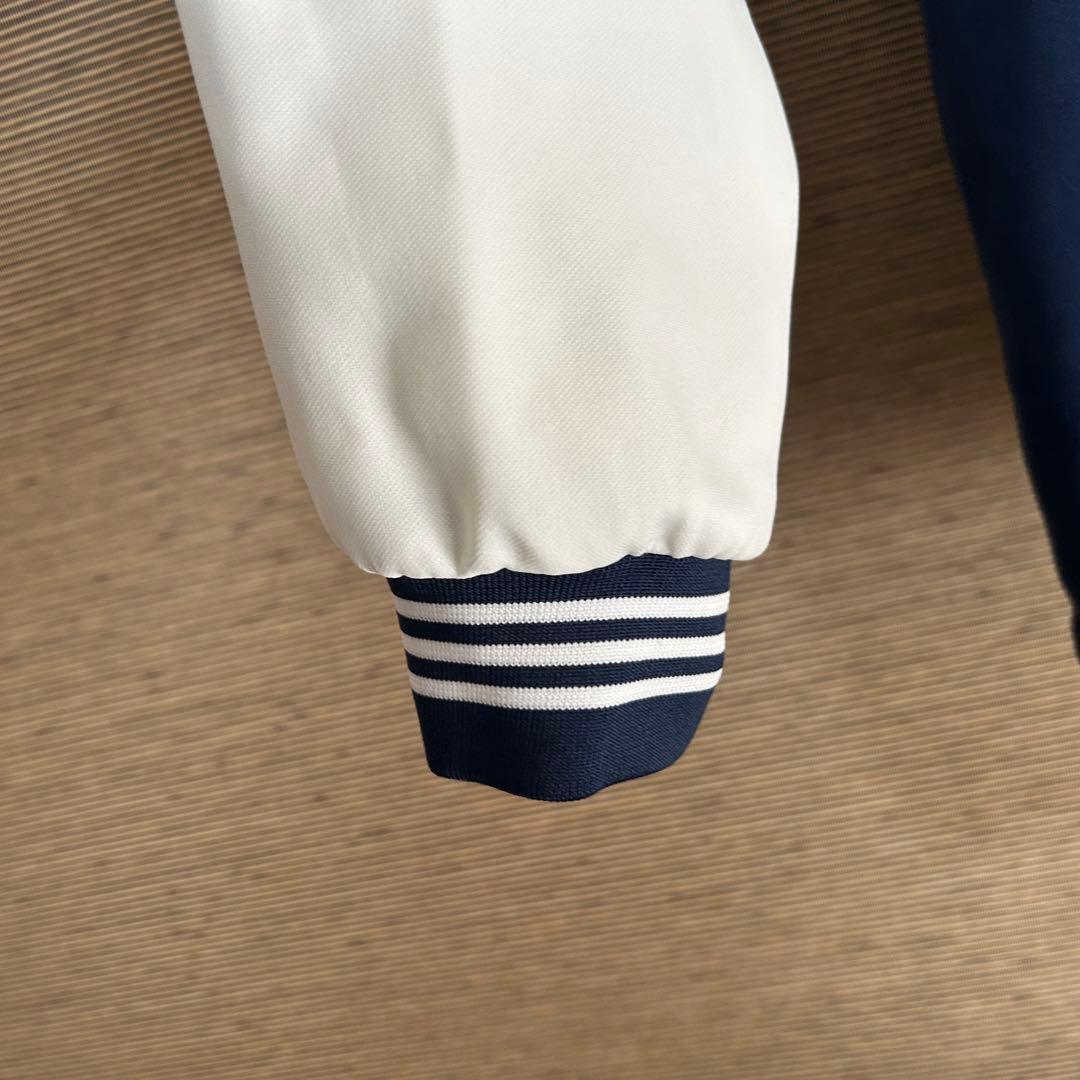 【アディダス】スタジャン　ネイビー白　トレフォイル　デカロゴ　刺繍F2