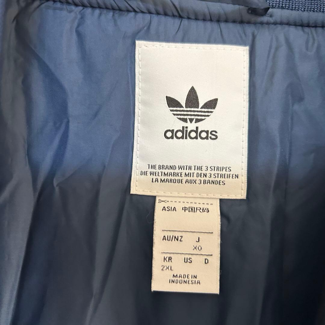 【アディダス】スタジャン　ネイビー白　トレフォイル　デカロゴ　刺繍F2