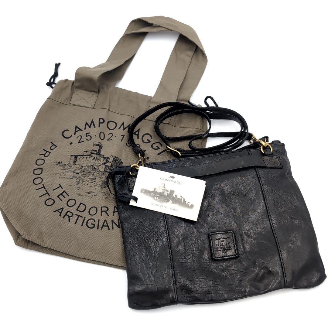 タグ付✨️ カンポマッジ 3way ショルダーバッグ 保管袋付 レザー ブラック