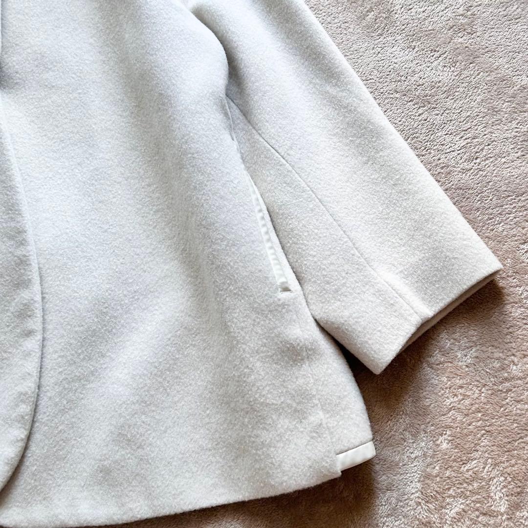 【Yori】アンゴラ混　ウール　ショートコート　オフホワイト　38