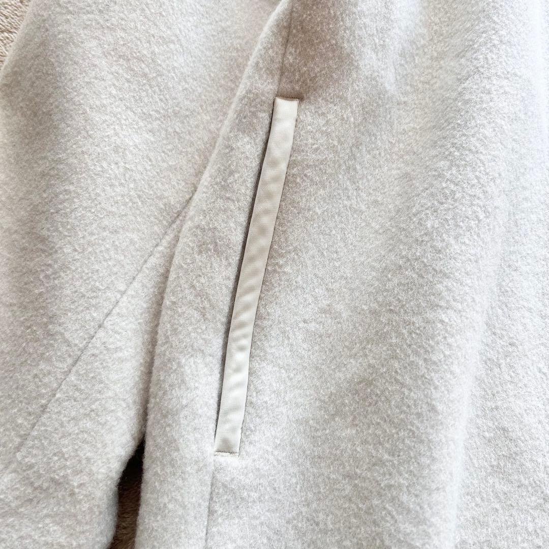 【Yori】アンゴラ混　ウール　ショートコート　オフホワイト　38