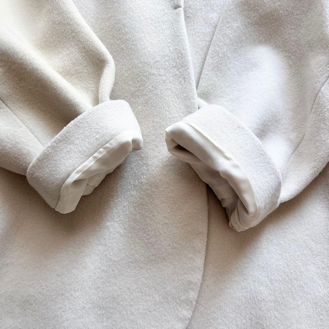 【Yori】アンゴラ混　ウール　ショートコート　オフホワイト　38